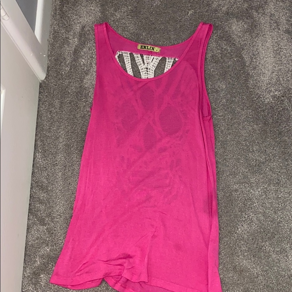 Pink, Lacey Skull cut out tank